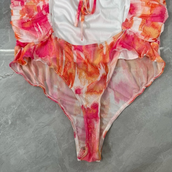 Women’s Lulus Watercolor Colorful Spaghetti Strap Open Back Bodysuit Size XL - Picture 9 of 15